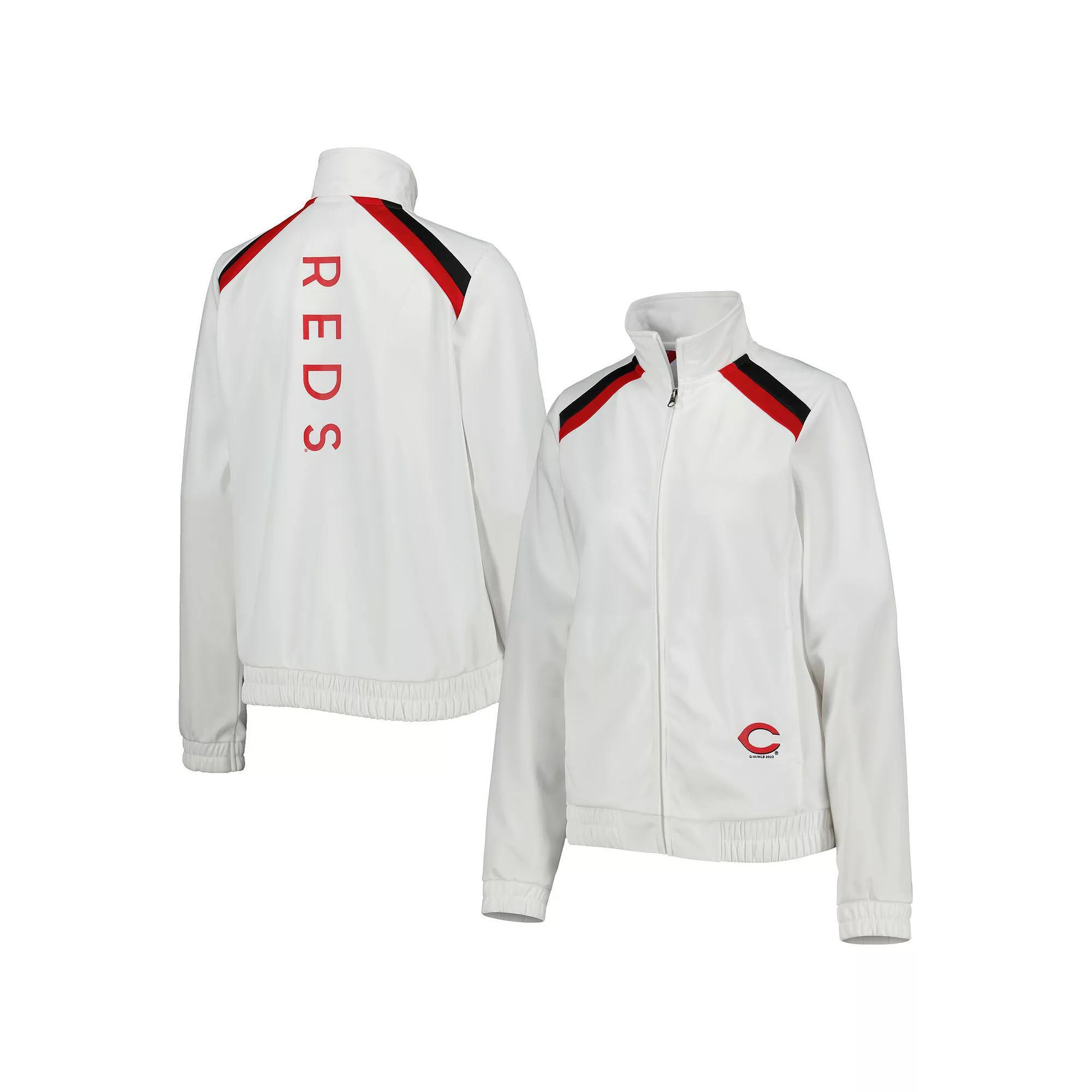 Women's G-III 4Her by Carl Banks White Cincinnati Reds Red Flag Full-Zip Track Jacket, Size: 2XL, Red White Product Image