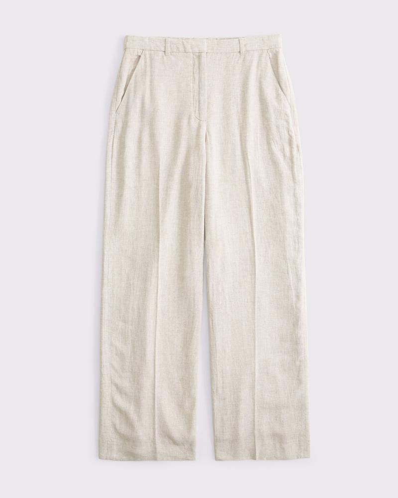 Tailored Linen-Blend Wide Leg Pant Product Image