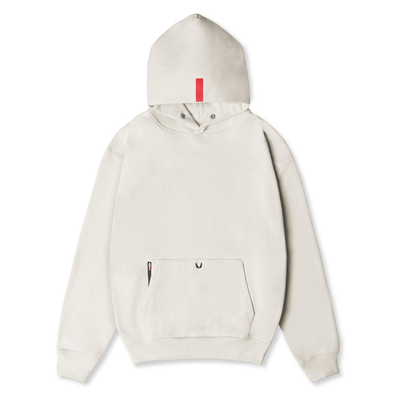 0874. Tech-Terry™ Zip Pocket Hoodie - Stone/Black "OTWR" Product Image