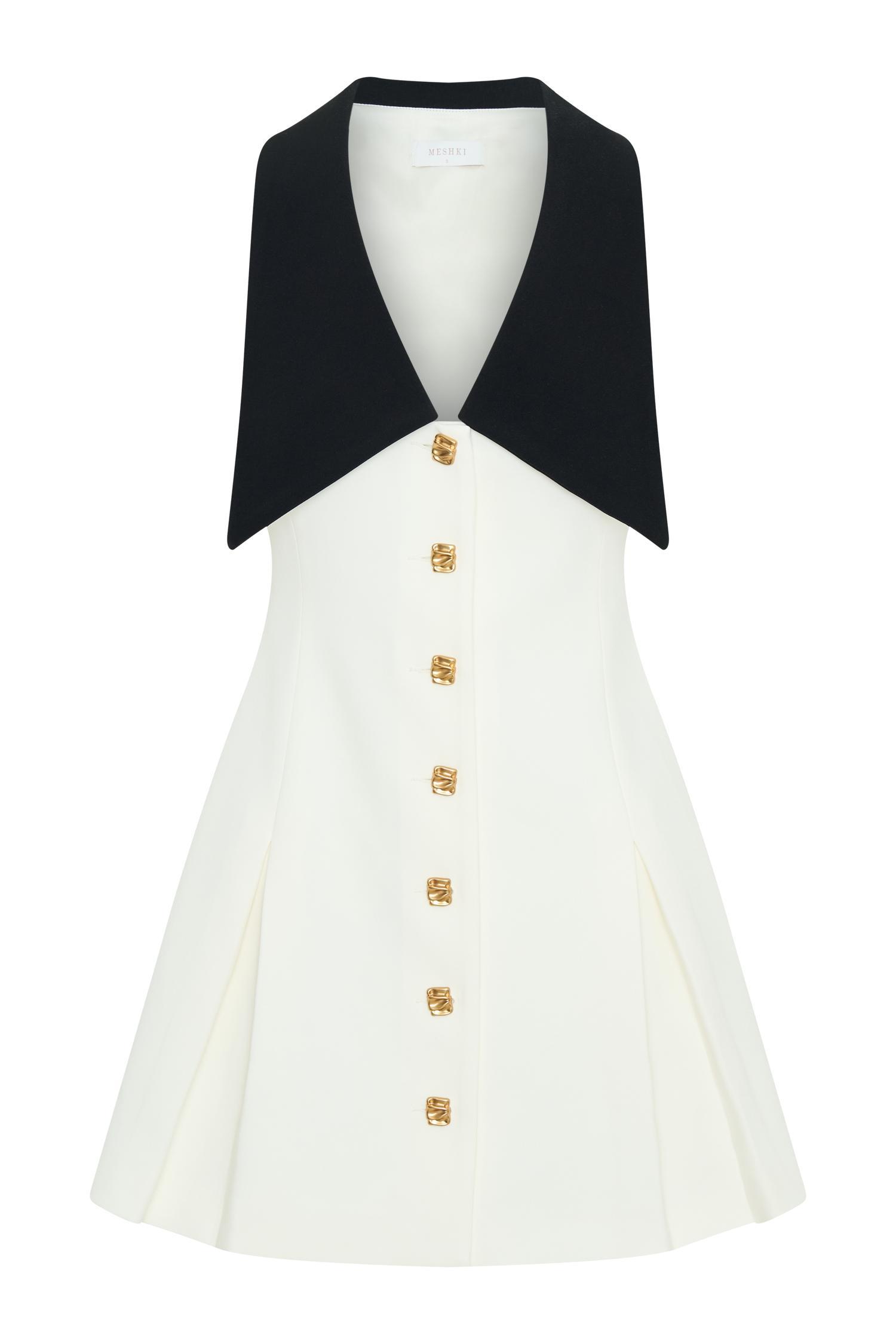 Oli Sleeveless Contrast Mini Dress - Ivory/Black Product Image