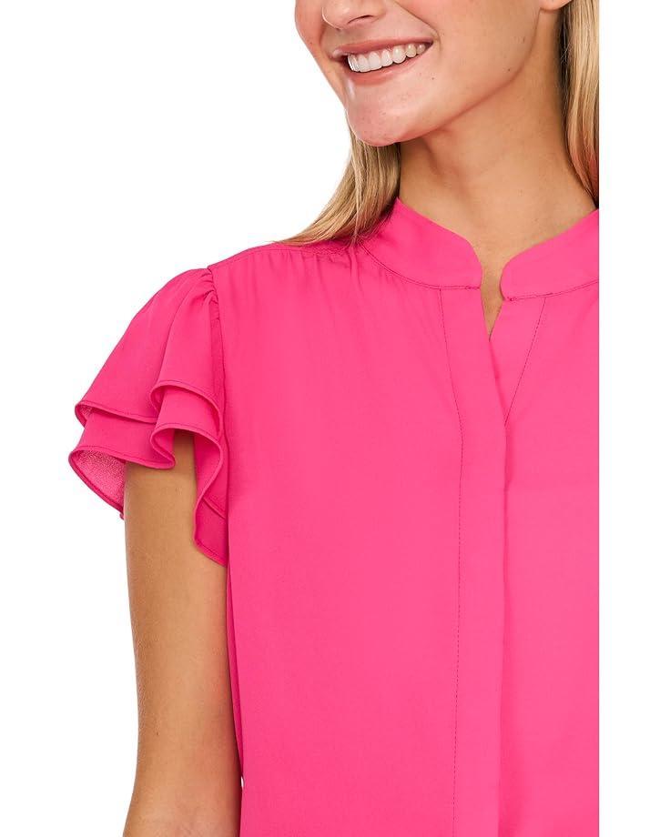 Long Sleeve Tie V-neck Ruffled Top Product Image