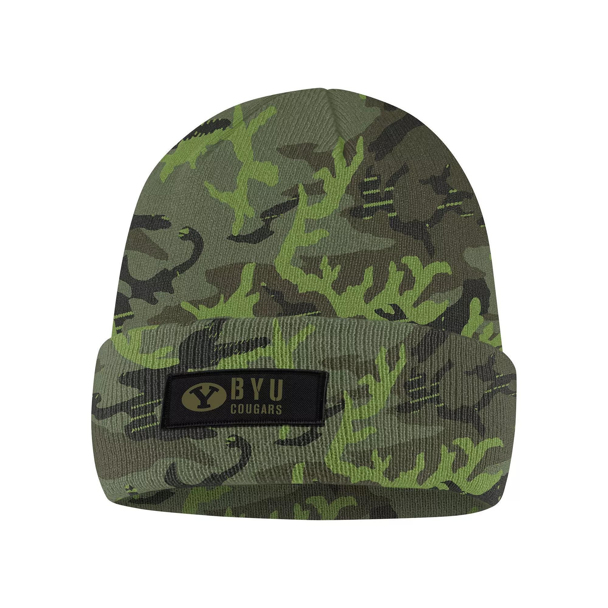 Men's Nike Camo BYU Cougars Military Pack Cuffed Knit Hat, Green Product Image