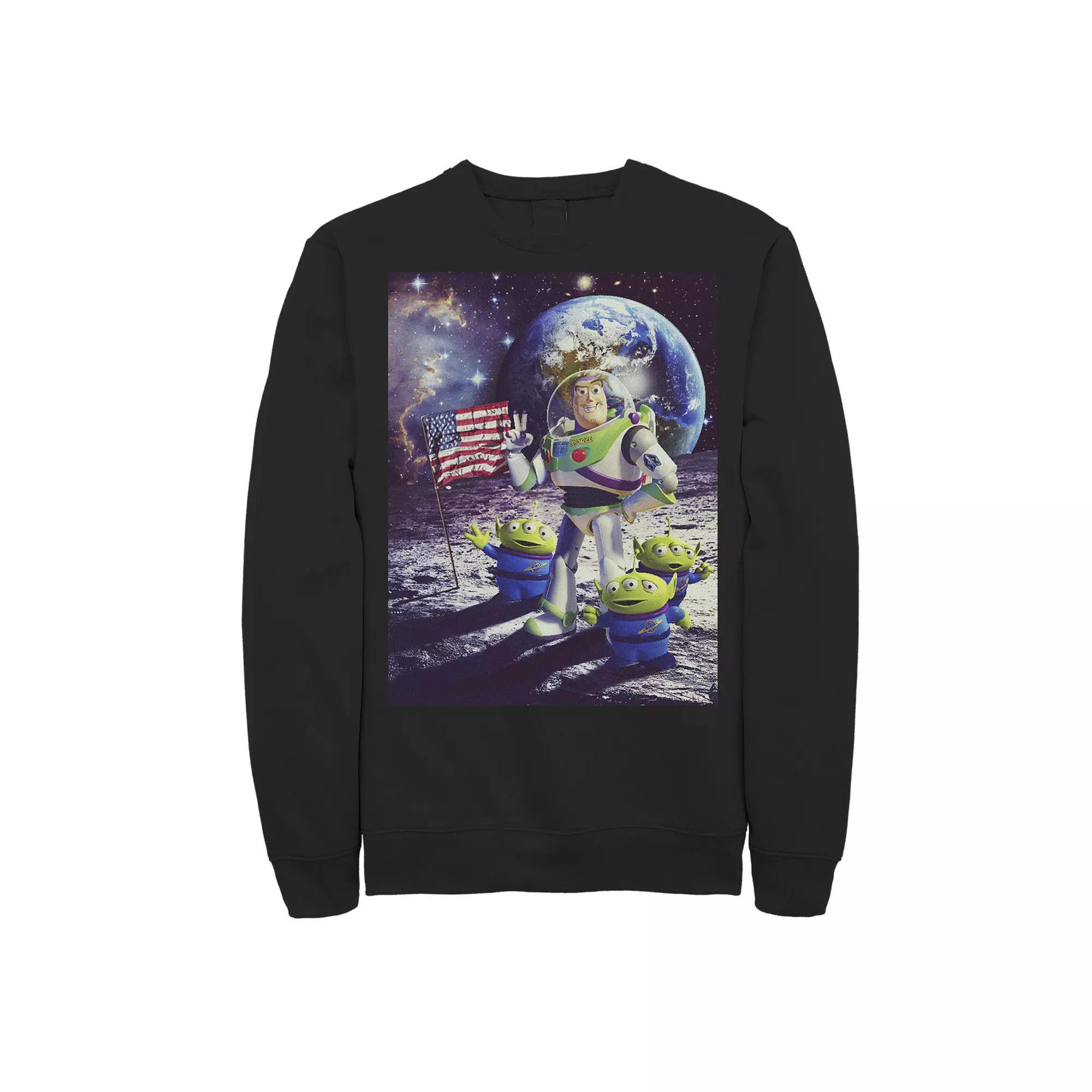 Disney / Pixar's Toy Story Buzz Lightyear and Aliens Men's On The Moon Photo Sweatshirt, Size: Medium, Black Product Image