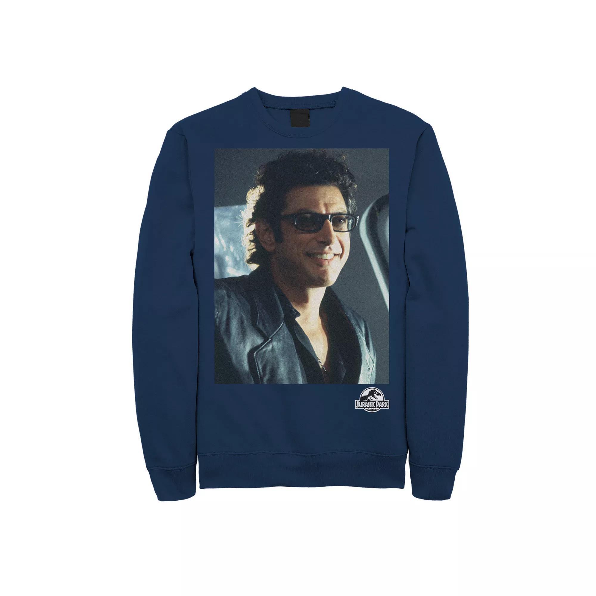 Men's Jurassic Park Goldblum Sly Smile Sweatshirt, Size: XL, Blue Product Image