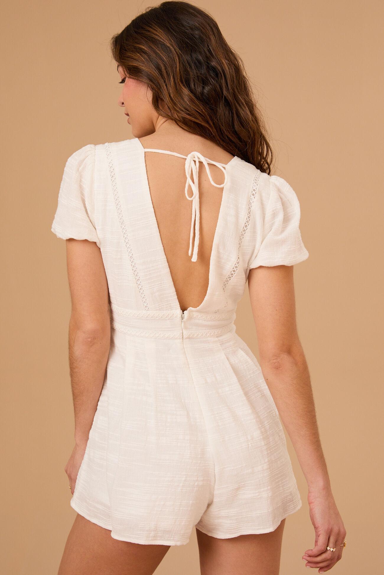 Hattie V-Neck Lace Romper Product Image