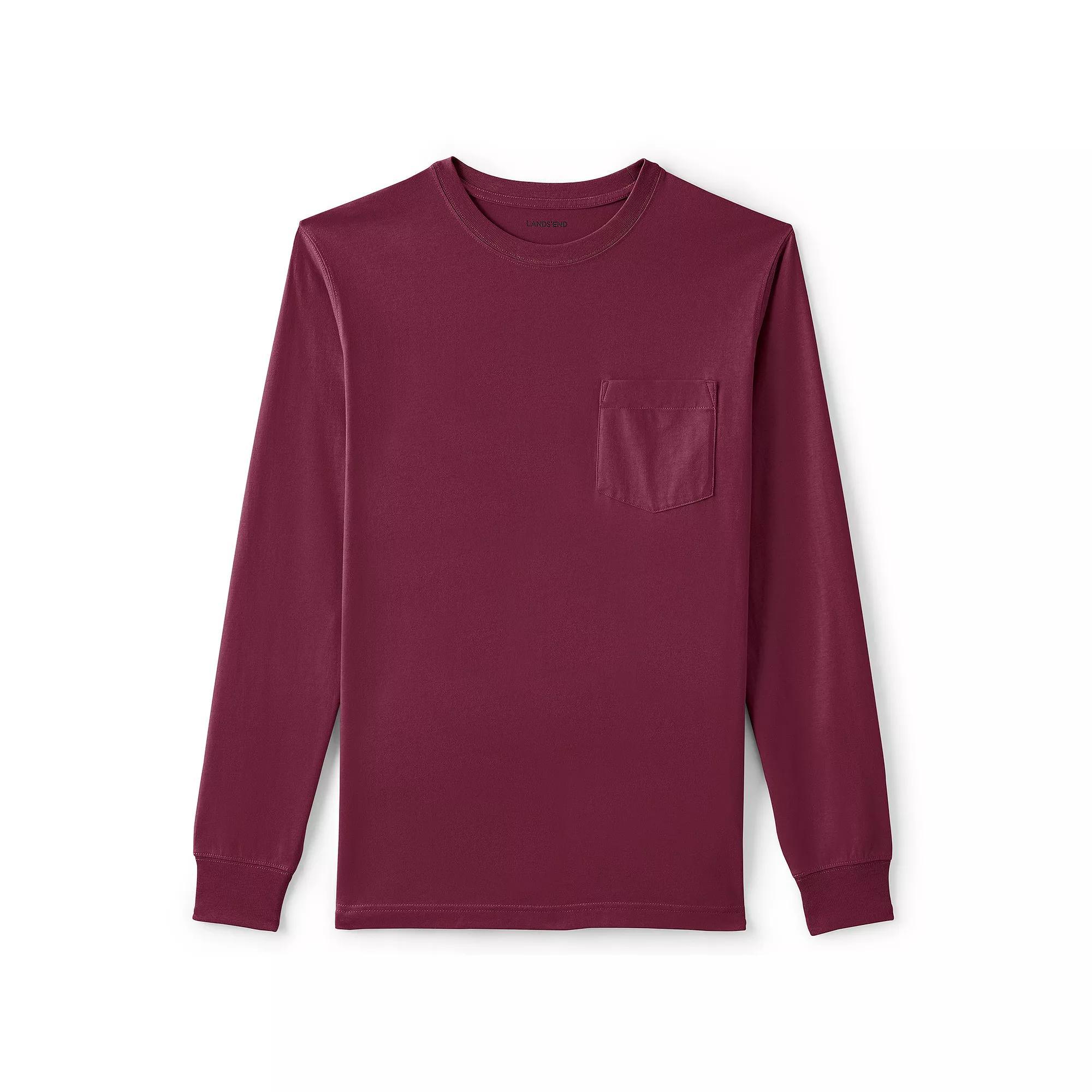 Men's Lands' End Super-T Henley, Size: XL, Black Product Image