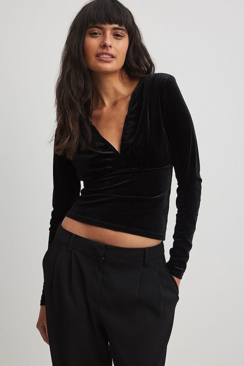 Sharp Shoulder Velvet Top Product Image