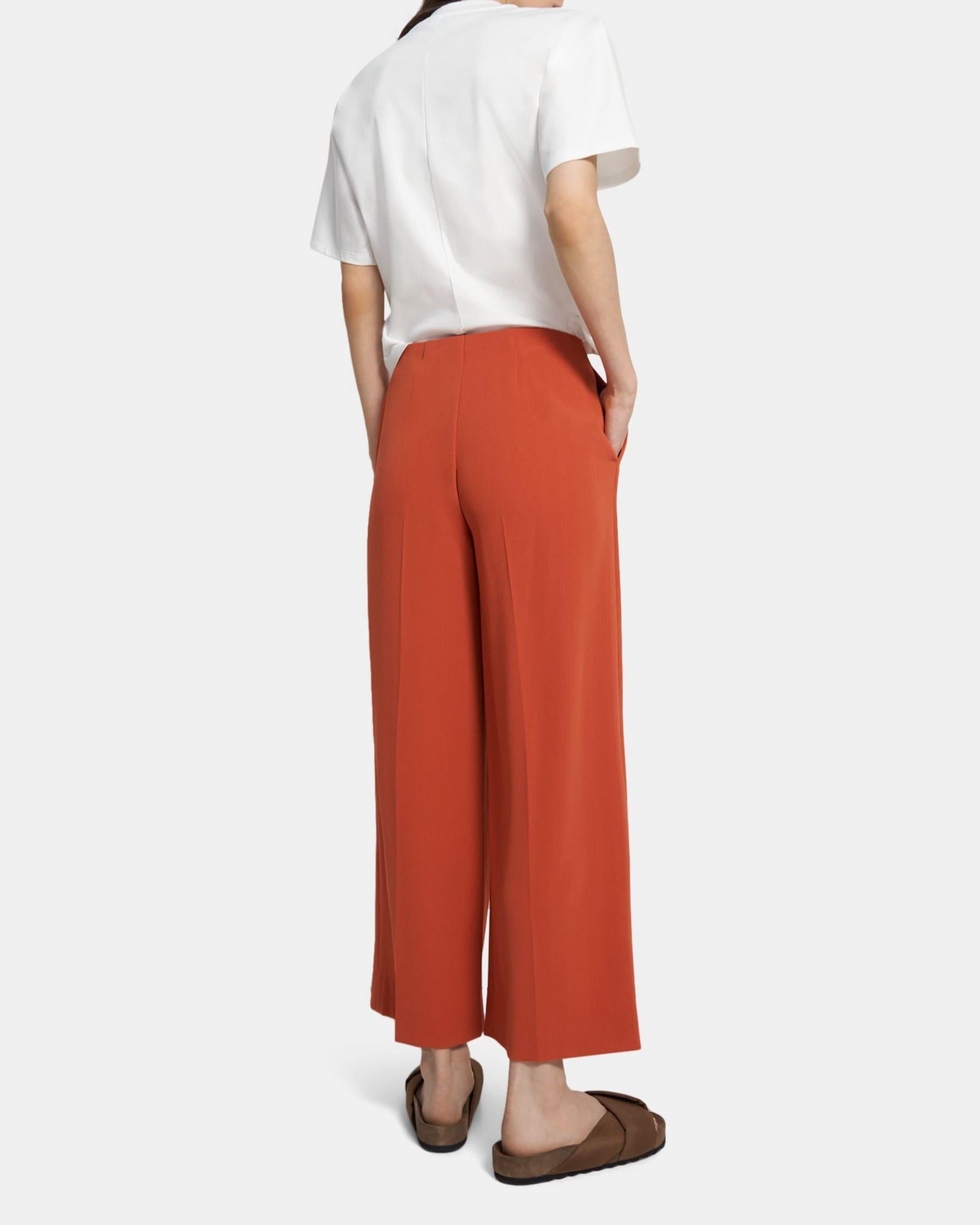 Pleated Wide-Leg Pant in Striped Crepe Product Image