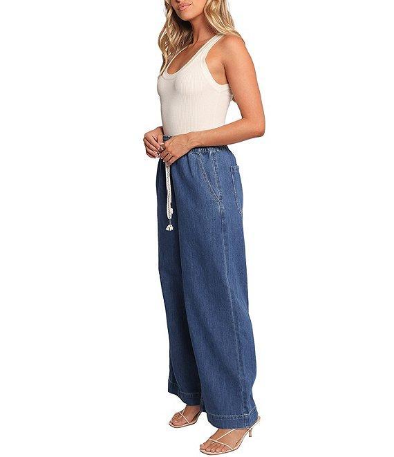 Petal & Pup Jenni Elastic Drawstring Waist Wide Leg Pull-On Denim Pants Product Image