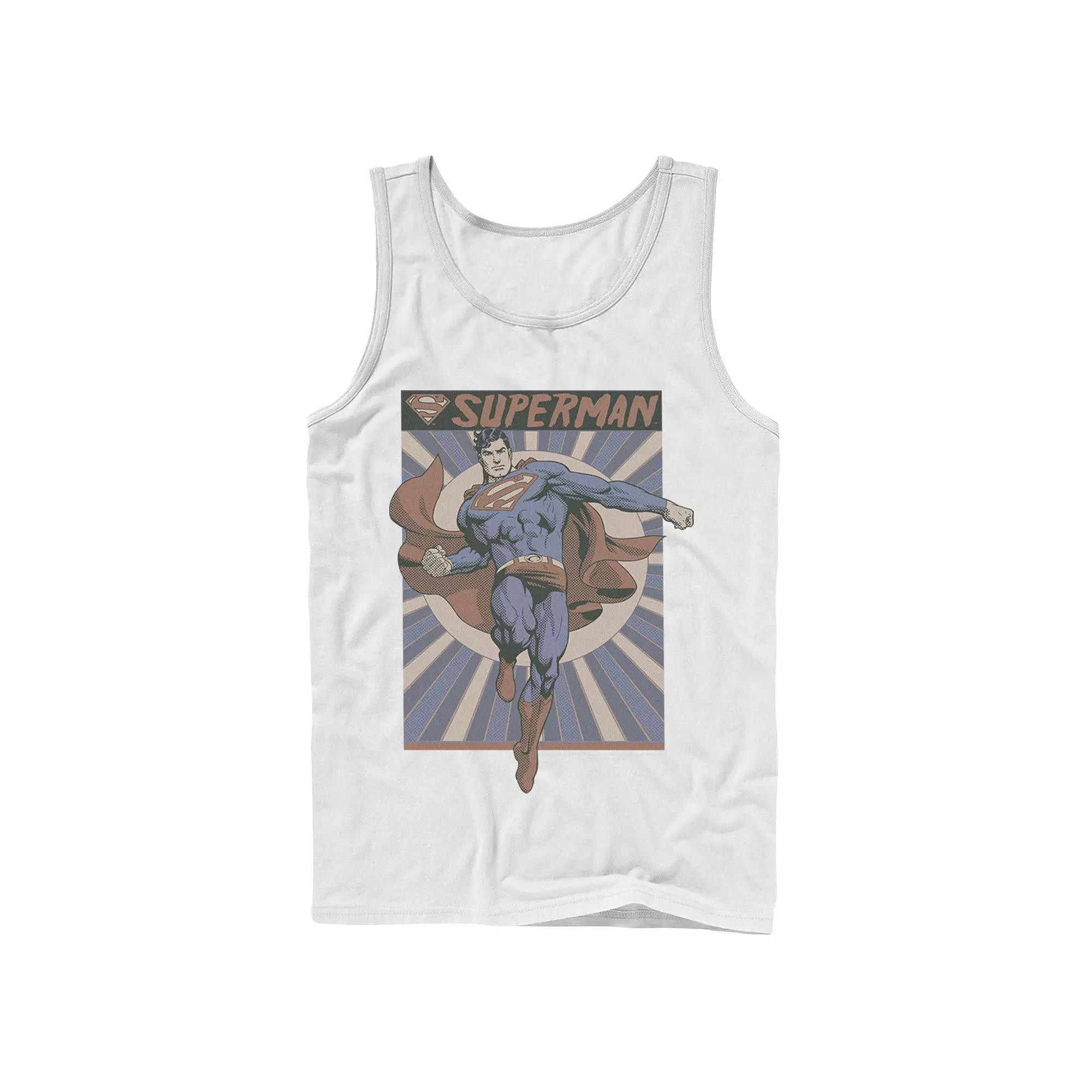Men's DC Comics Superman Posed Pop Art Poster Tank Top, Size: Large, White Product Image