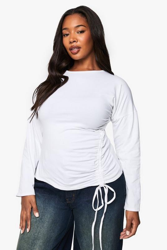 Plus Ruched Side Cotton Top Product Image