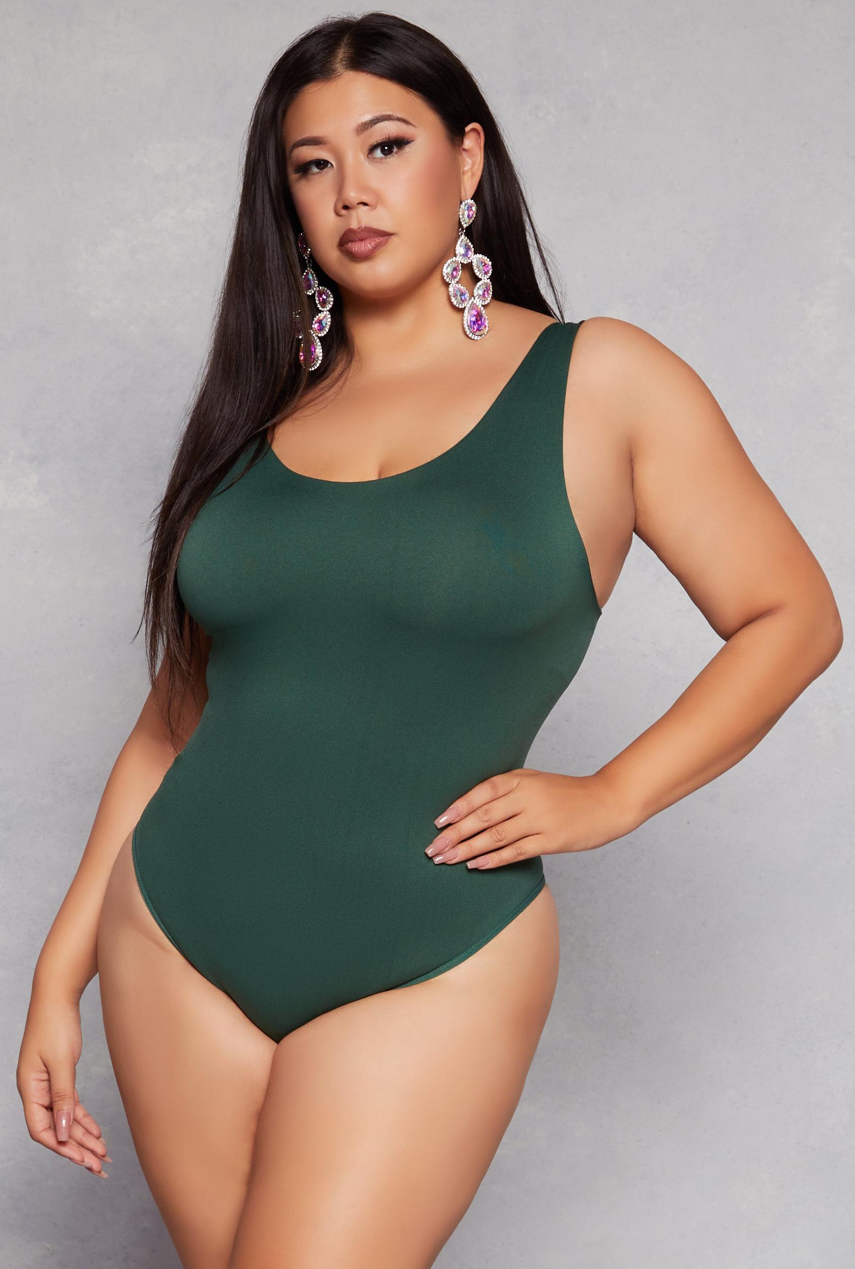Womens Plus Size Seamless Scoop Neck Tank Bodysuit Product Image