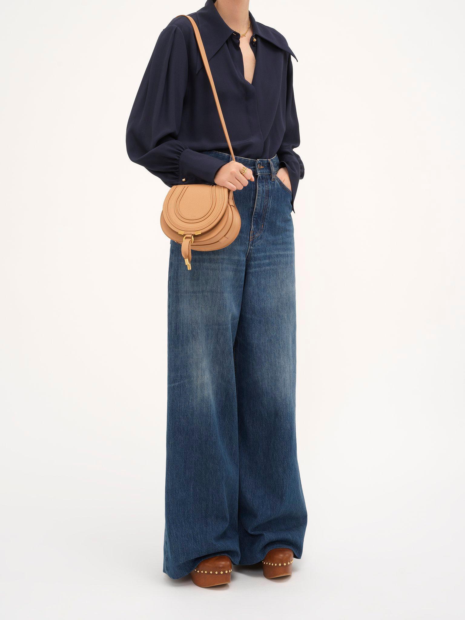 Small Marcie saddle bag in grained leather Product Image