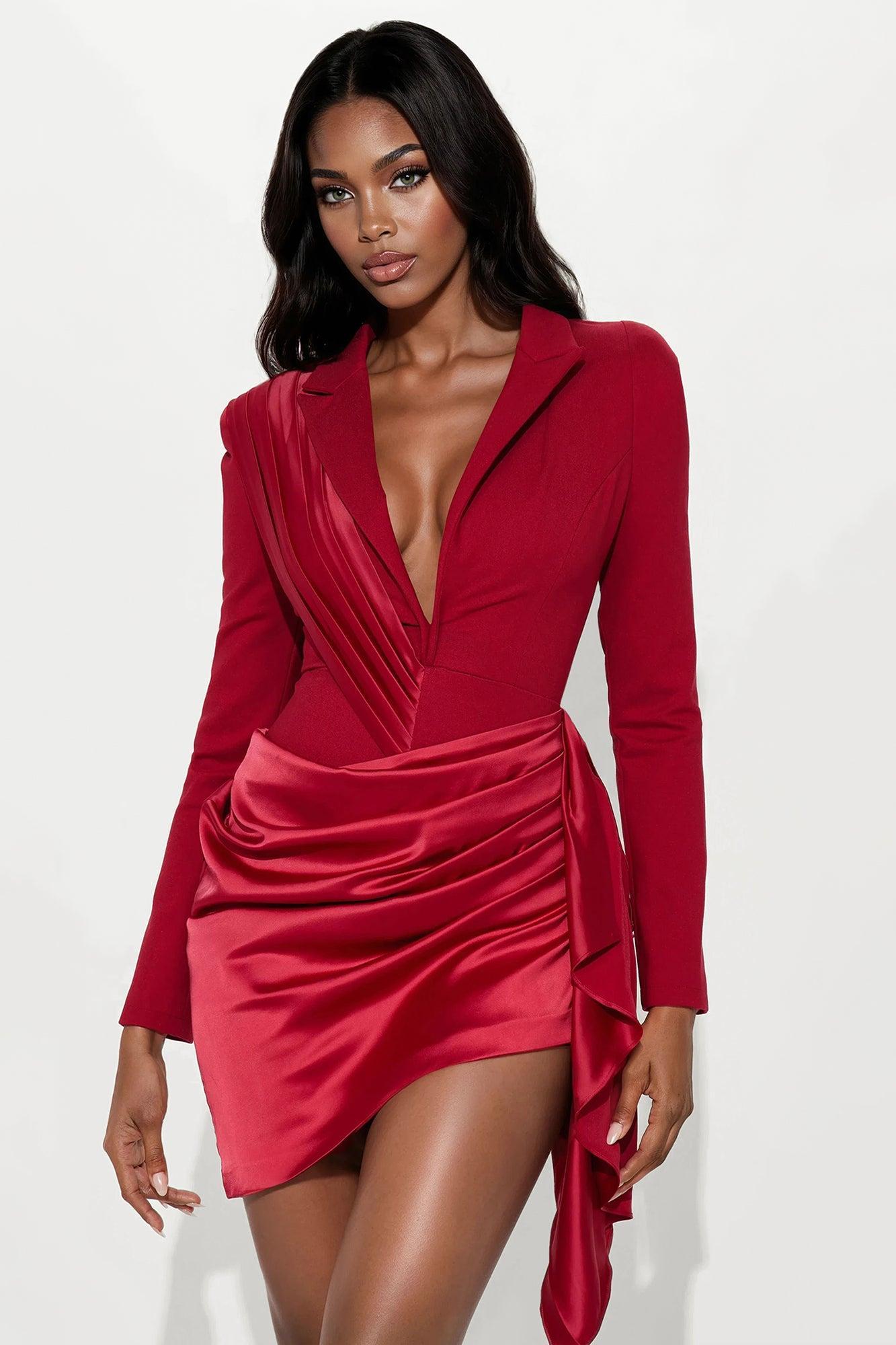 Akaira Blazer Dress - Wine Product Image