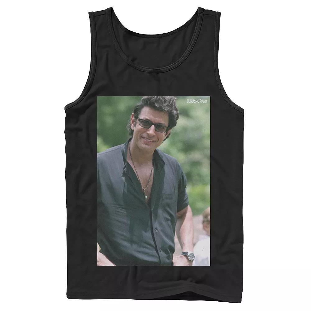 Men's Jurassic Park Jeff Goldblum Smile Poster Style Tank Top, Size: Small, Grey Product Image
