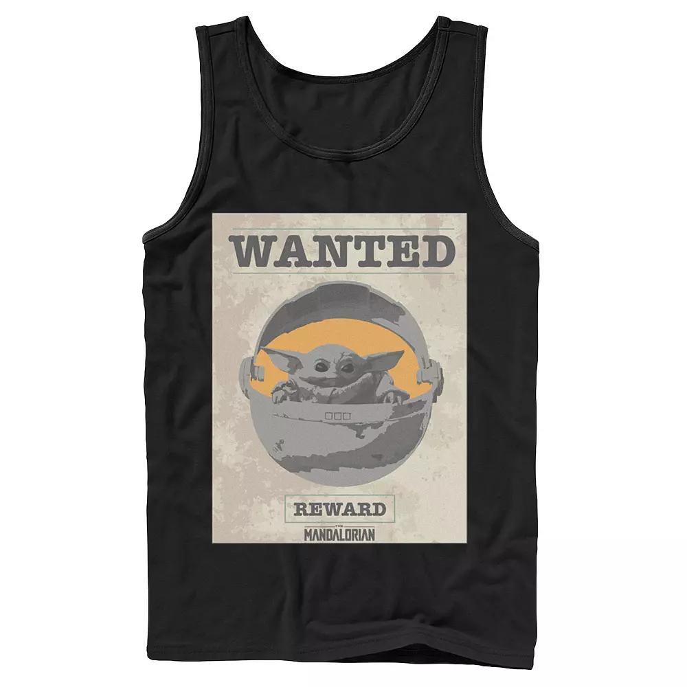 Men's Star Wars The Mandalorian The Child Wanted Poster Tank Top, Size: XL, Black Product Image