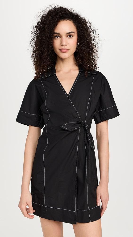 GANNI Cotton Poplin Wrap Mini Dress | Shopbop Product Image