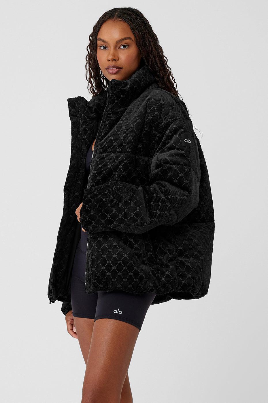 Debossed Corduroy Stage Puffer - Black Male Product Image