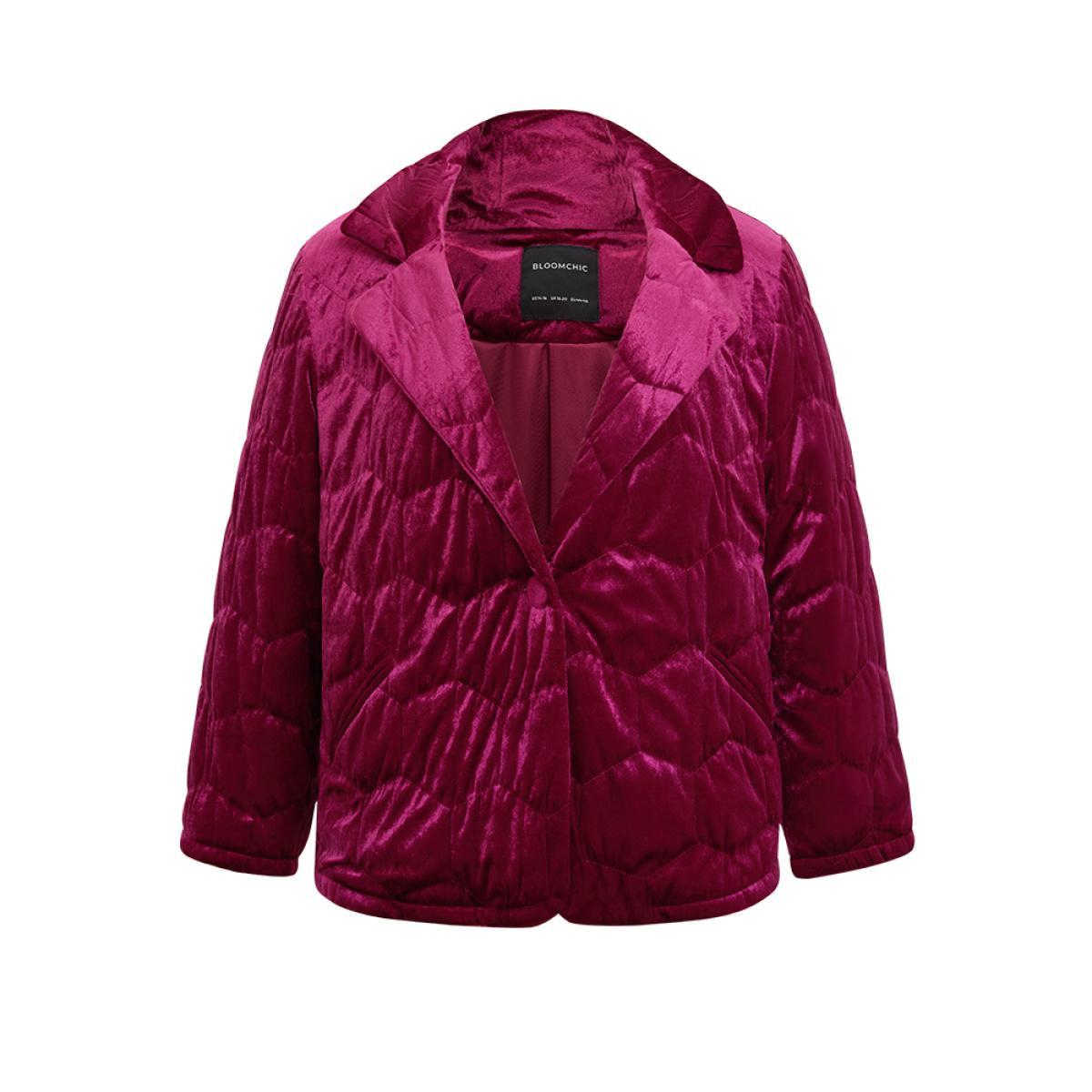 Plus Size Women Dailywear Plain Texture No stretch 14-16/1X Pocket Casual Cotton Jackets BloomChic Product Image