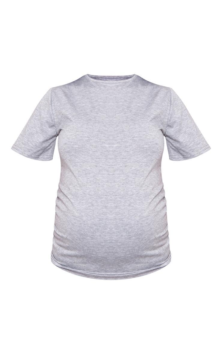 Maternity Grey Marl Maternity Short Sleeve Basic Crew Neck Fitted T Shirt Product Image