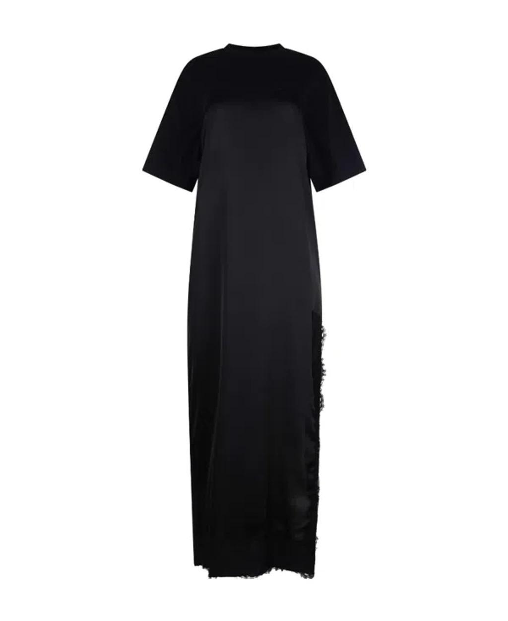 SACAI Shell-trimmed Cotton-jersey Midi Dress In Black Product Image
