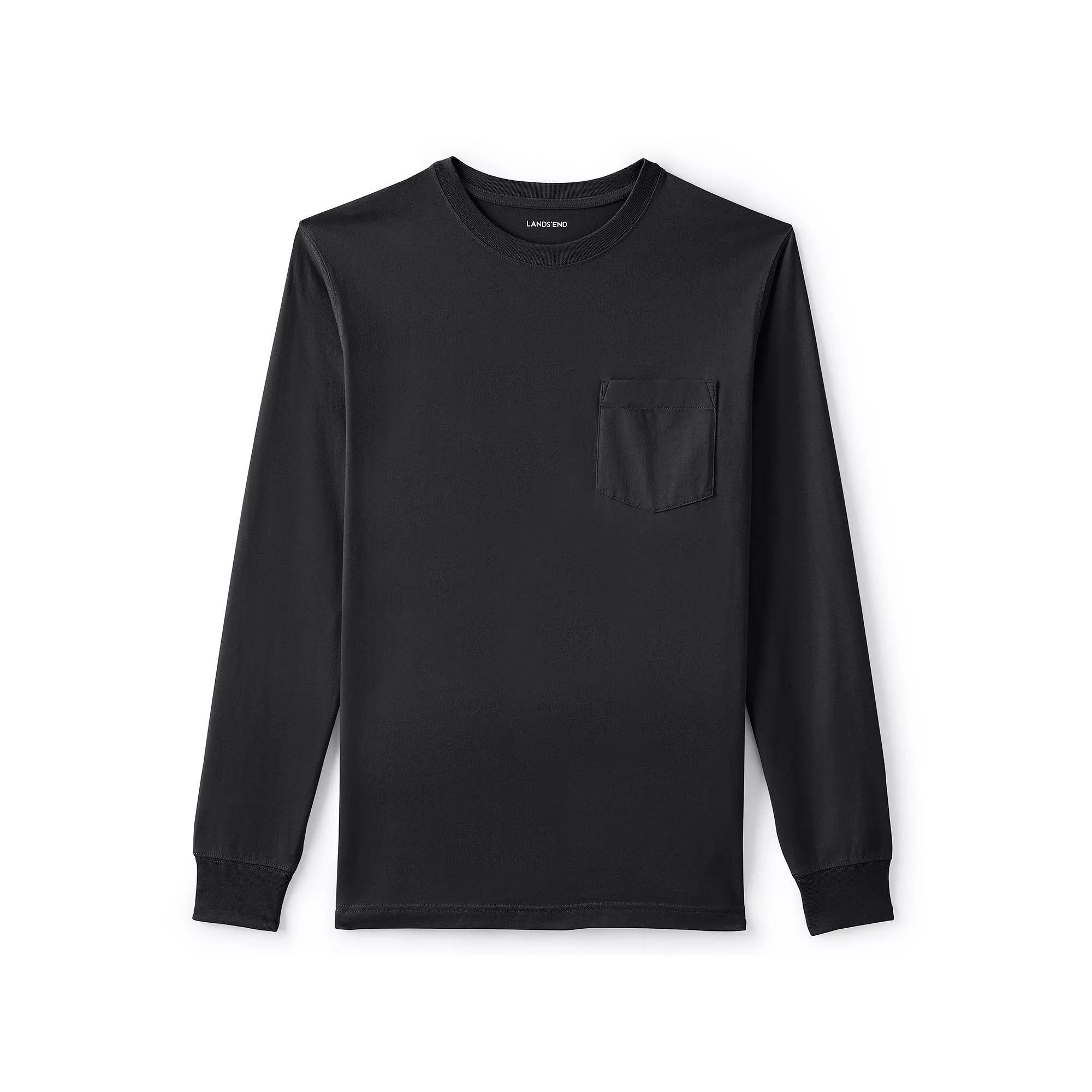 Men's Lands' End Super-T Henley, Size: XL, Black Product Image