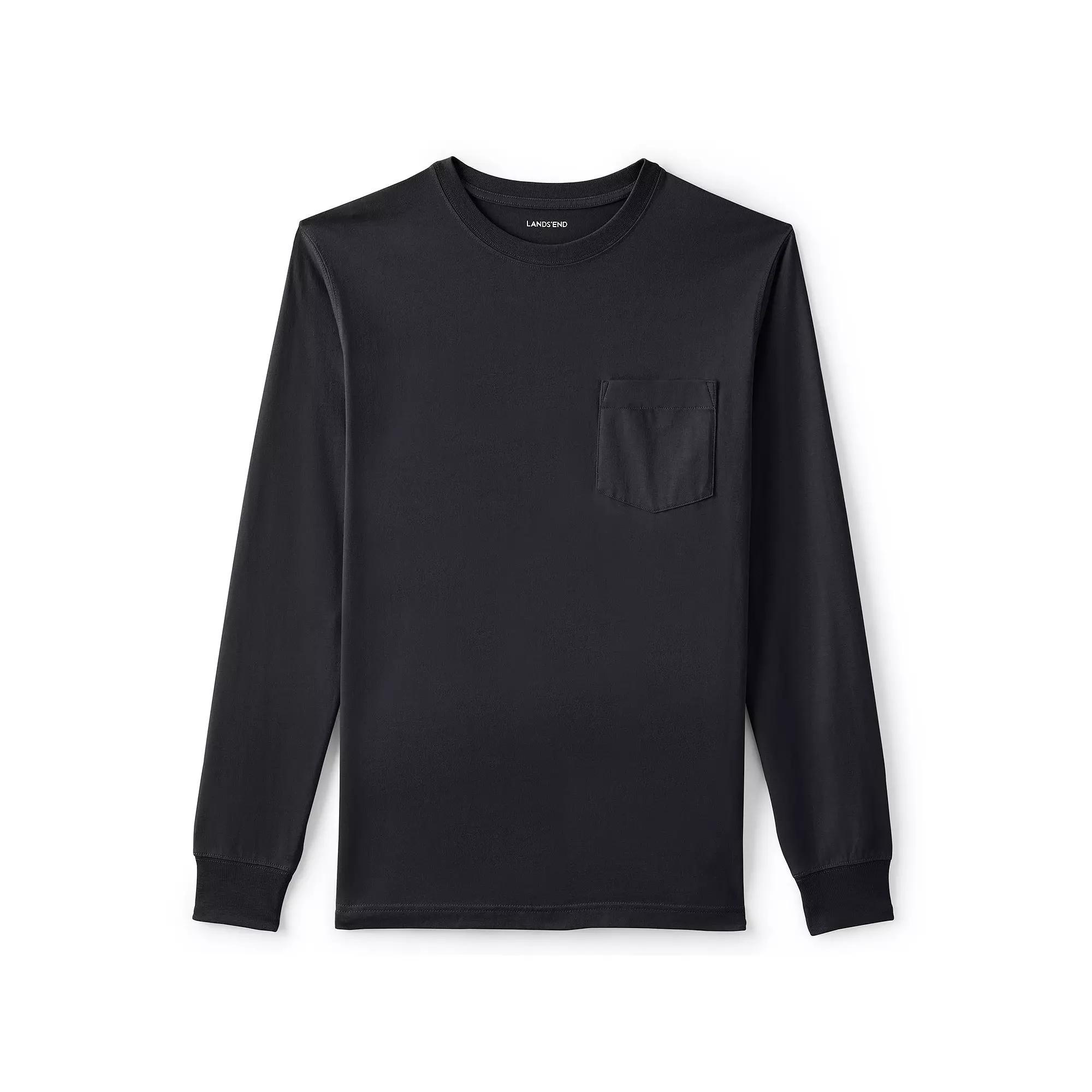 Men's Lands' End Super-T Henley, Size: XL, Black Product Image