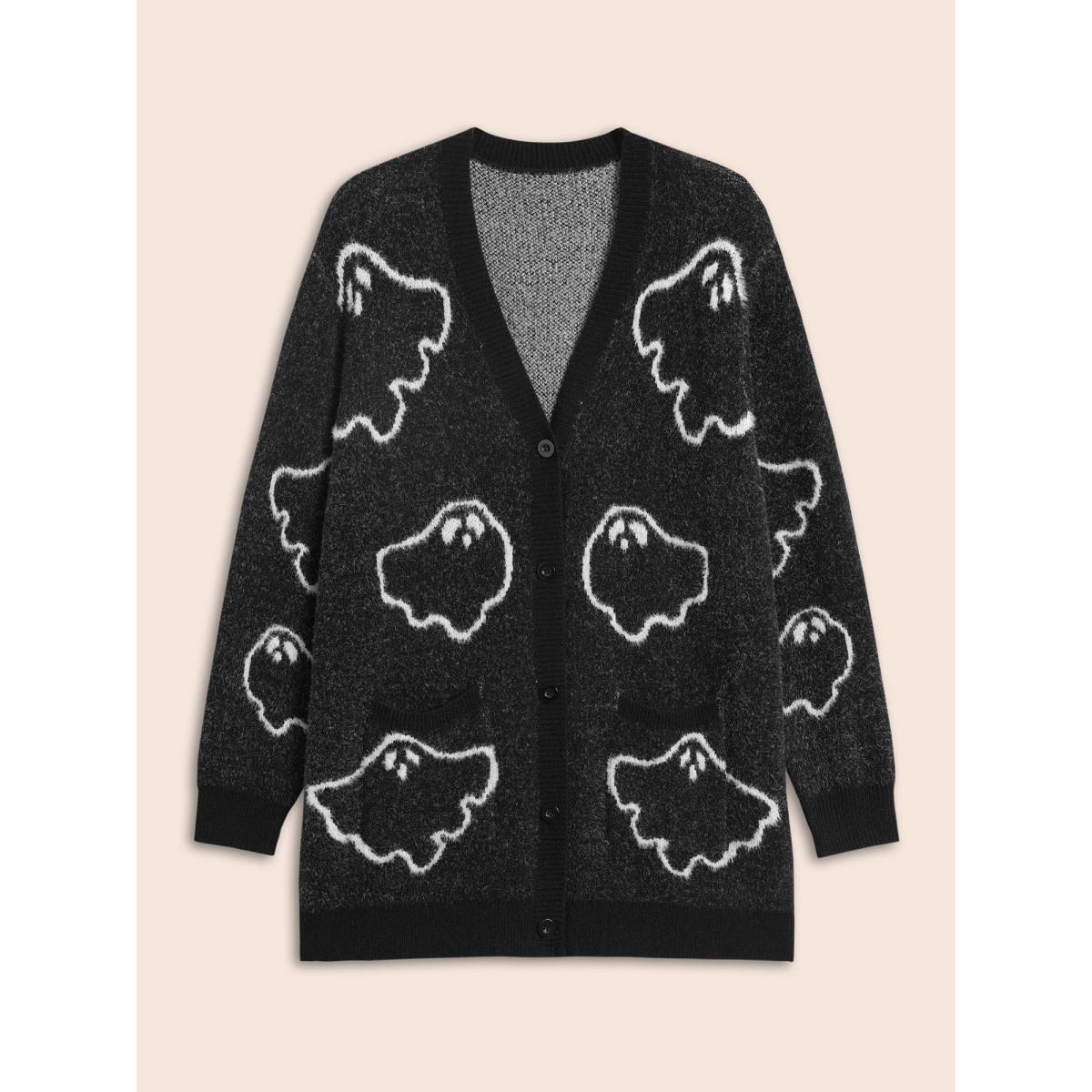 Plus Size Supersoft Essentials Ghost Mink-Hair Like Cardigan Black Women Casual Loose Long Sleeve Everyday Cardigans BloomChic 18-20/2X Product Image