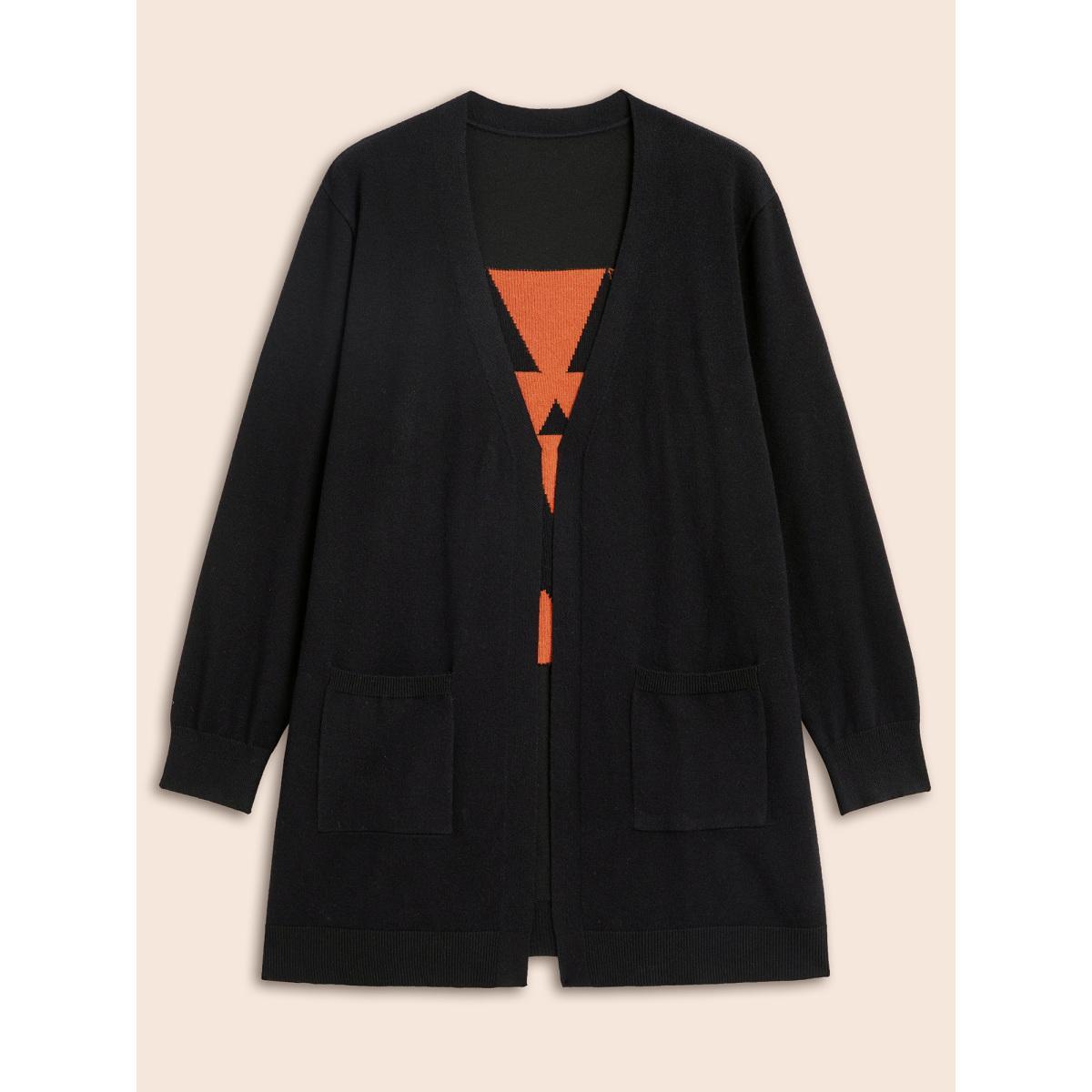 Plus Size Supersoft Essentials Jack-o-Lantern Jacquard Back Printed Cardigan Black Women Casual Loose Long Sleeve Everyday Cardigans BloomChic 30/6X Product Image