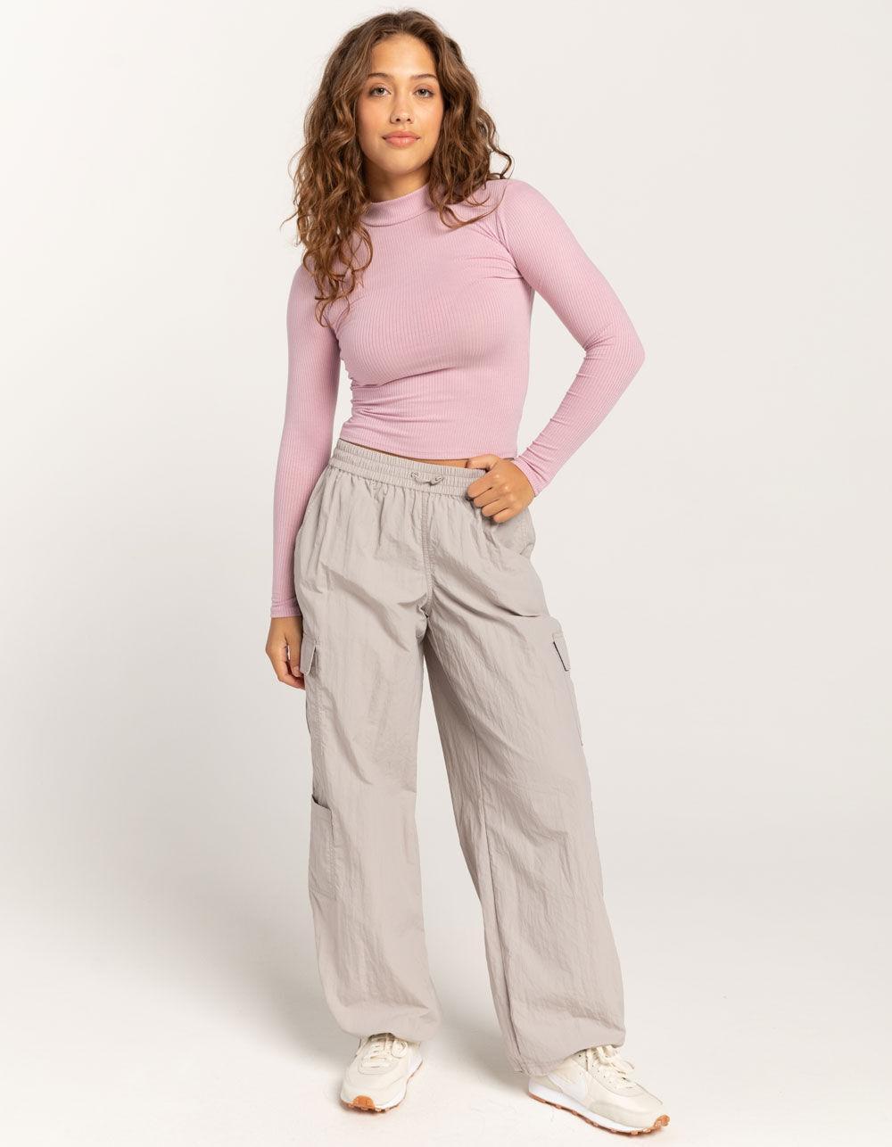 TILLYS Mock Neck Womens Long Sleeve Tee - ROSE Product Image