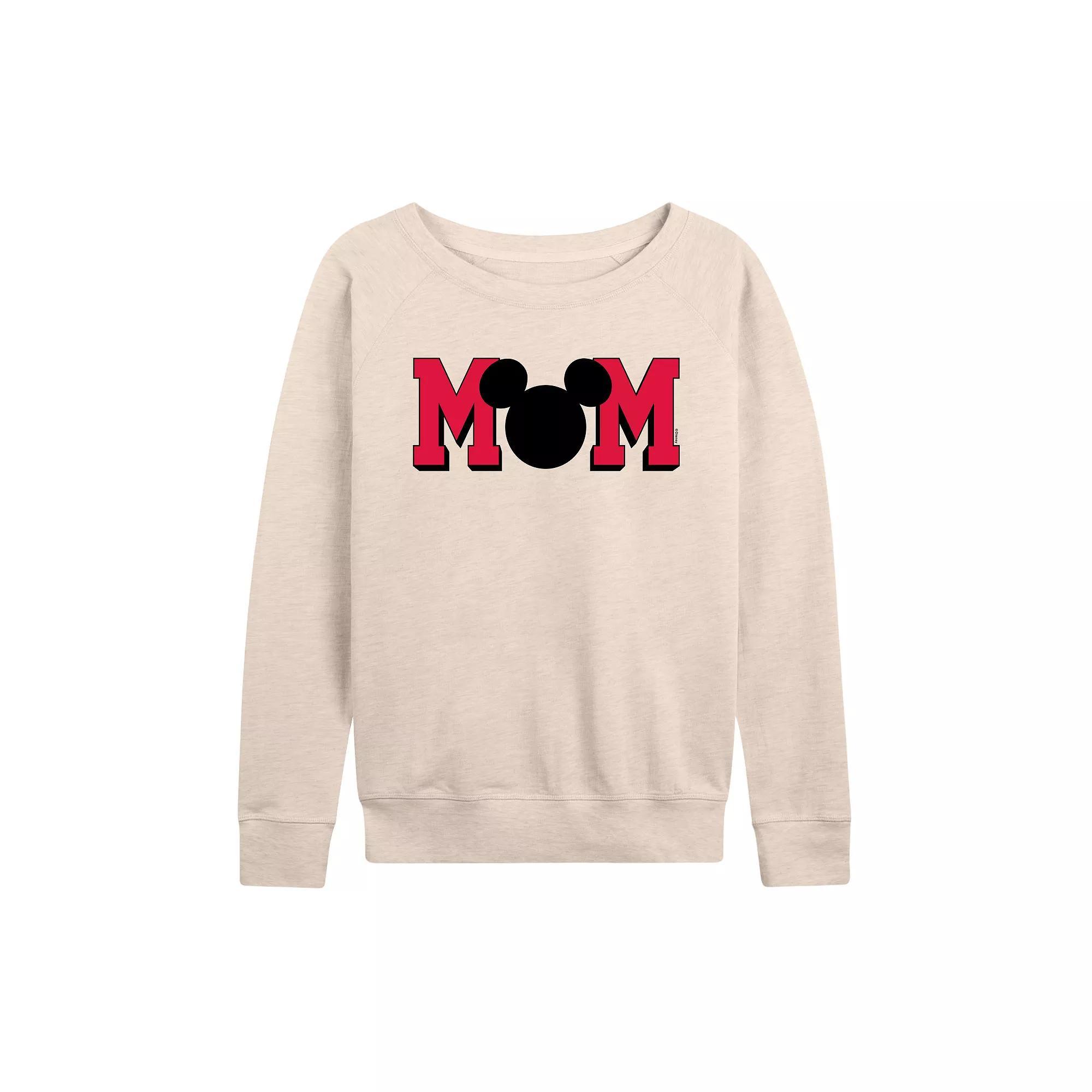 Disneys Mickey Mouse Womens Mom French Terry Long Sleeve Tee Product Image