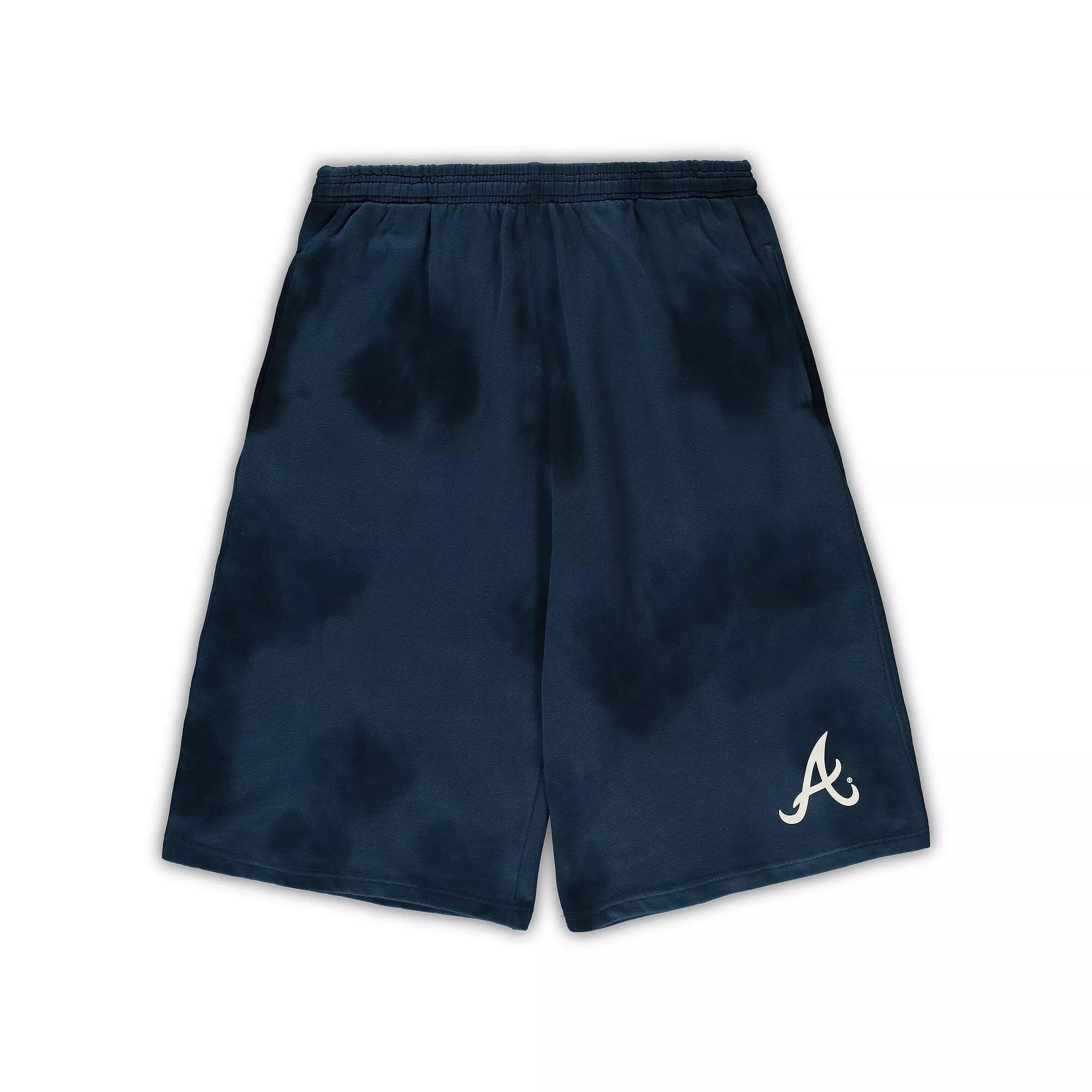 Men's Navy Atlanta Braves Big & Tall Tye Dye Fleece Shorts, Size: 2XLT, Blue Product Image