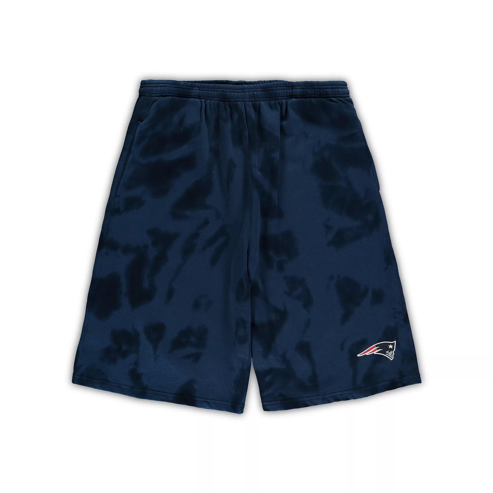 Mens New England Patriots Big & Tall Tie-Dye Shorts Blue Product Image