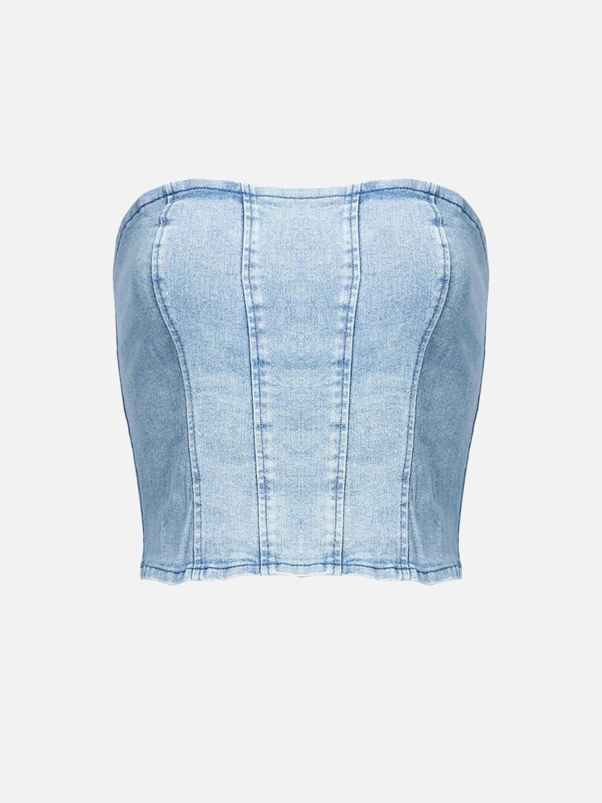 Aelfric Eden Slit Wrinkle Denim Skirt Set Female Product Image