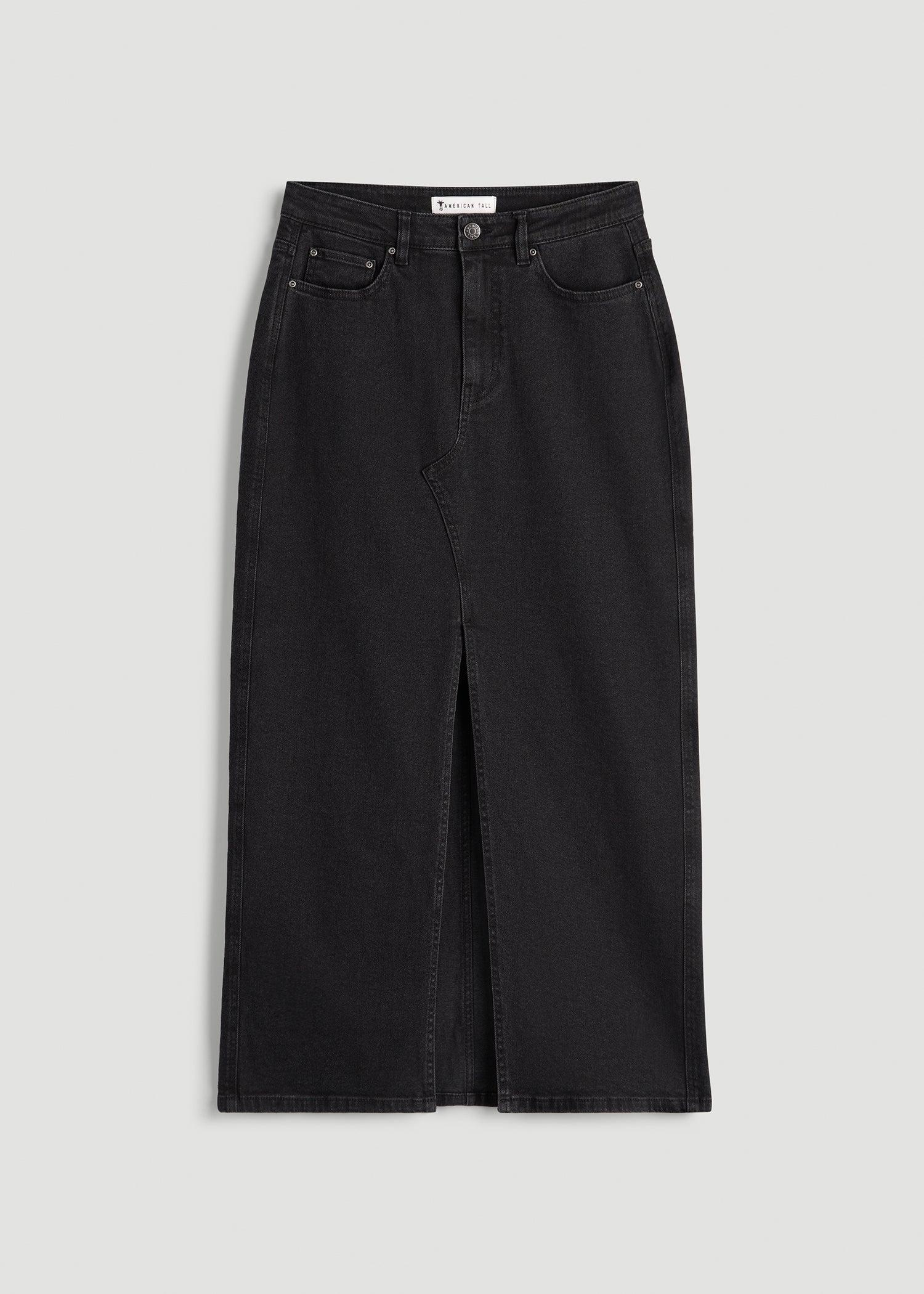 Denim Maxi Skirt for Tall Women in Onyx Black Wash Product Image