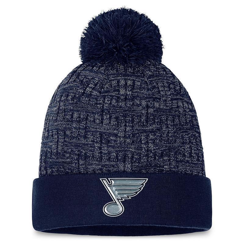 Women's Fanatics Branded  Navy St. Louis Blues Authentic Pro Road Cuffed Knit Hat with Pom Product Image