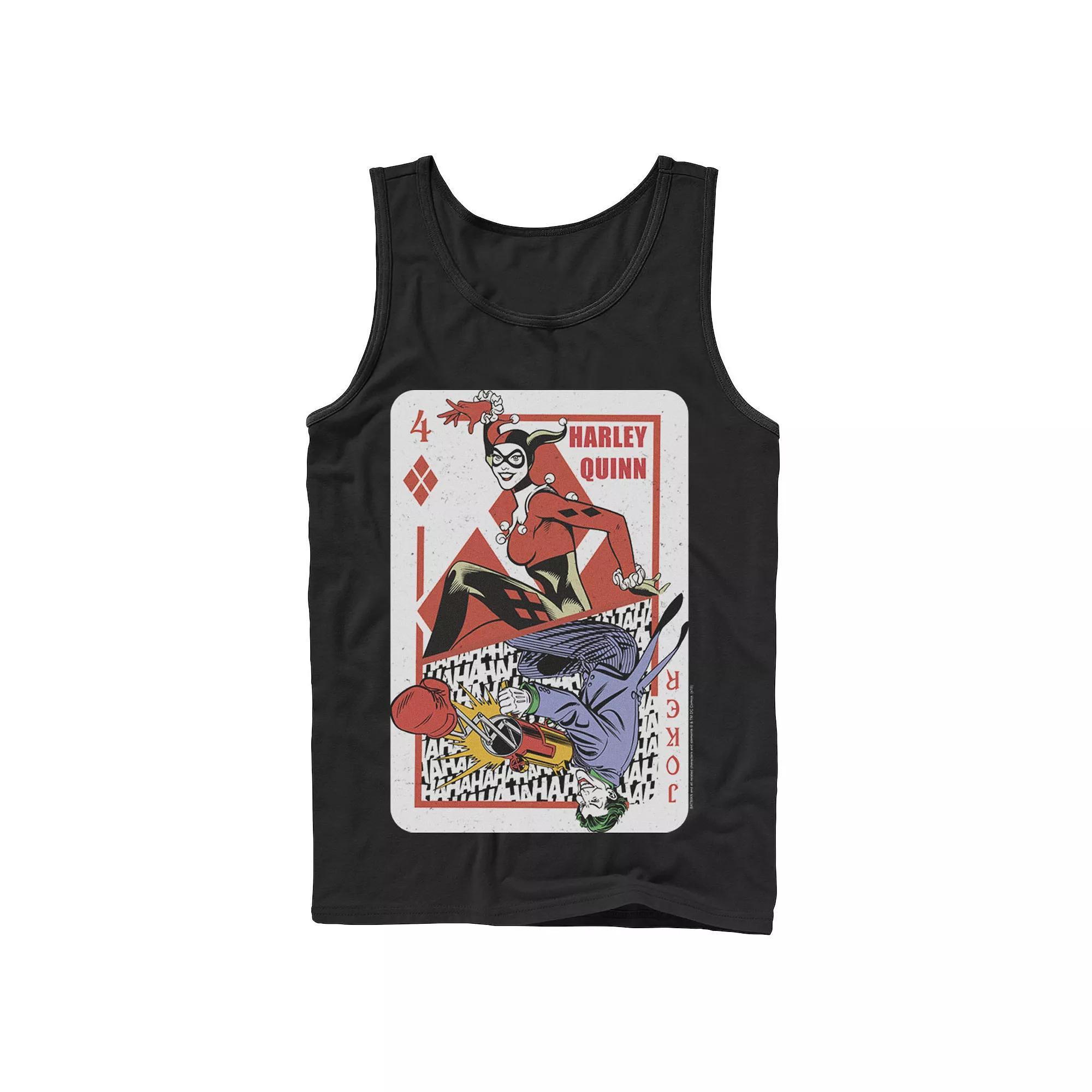 Mens DC Comics Harley Quinn Joker Playing Card Tank Top, Men's, Size: Large, Athletic Grey Product Image