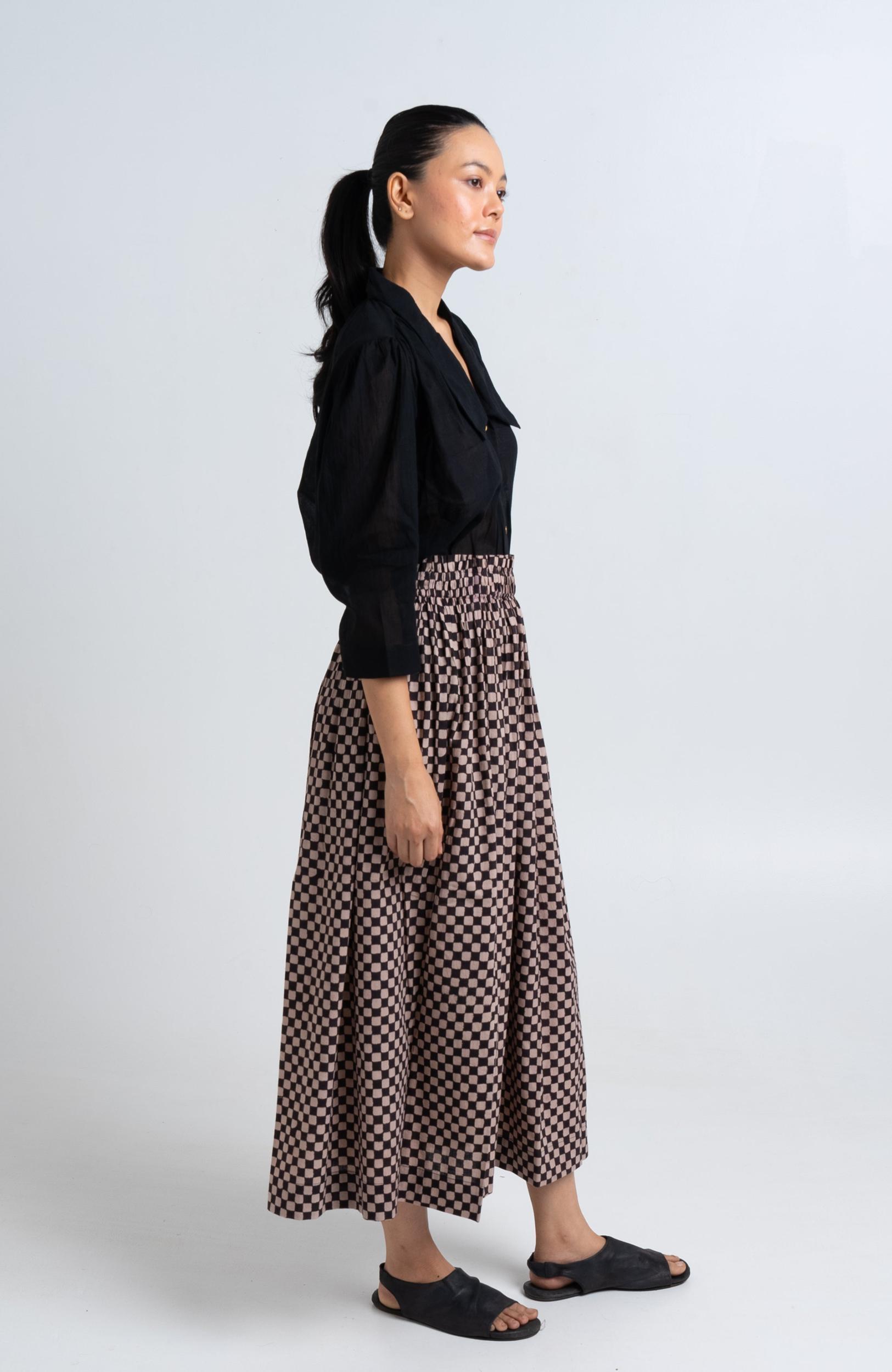 Block Printed Black Skirt Product Image