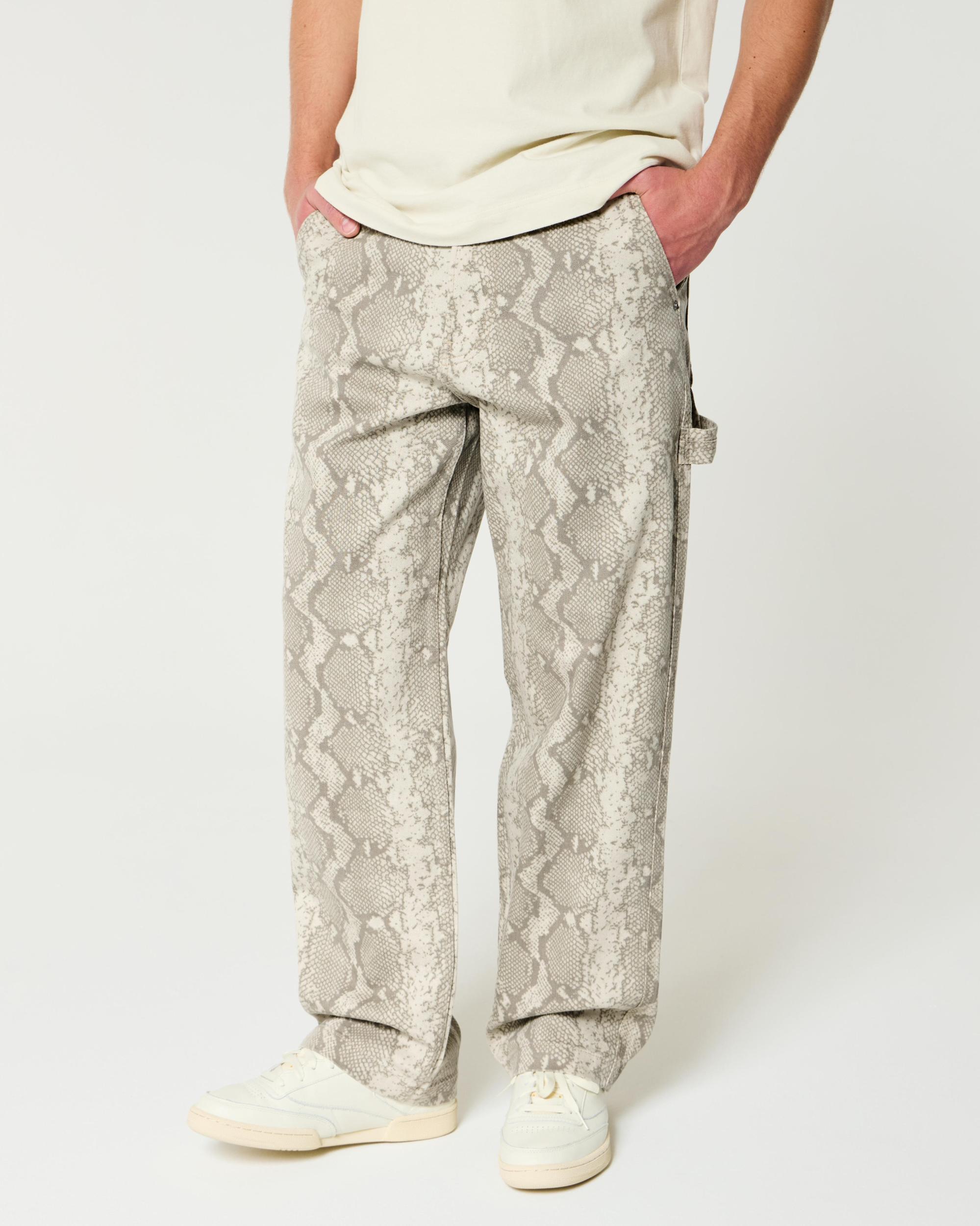 Snake Skin Print Baggy Painter Jeans Product Image