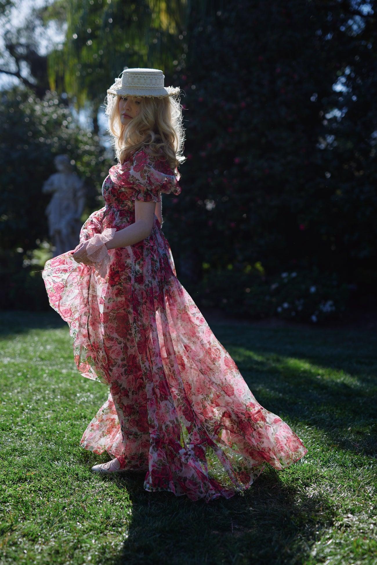 Roses Are Red Sheer Delight Ruffle Gown Product Image