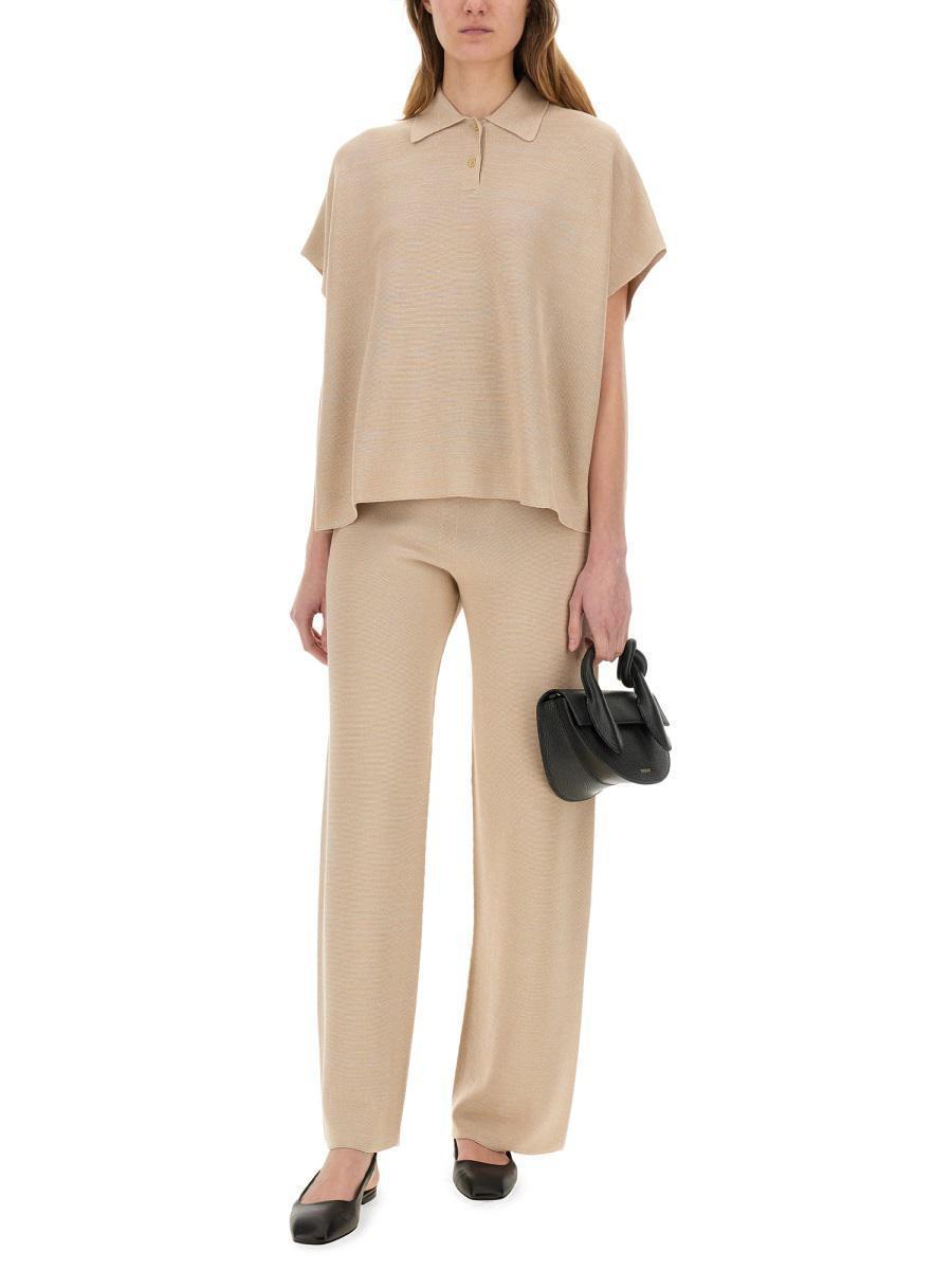 FABIANA FILIPPI Cotton Polo Shirt With Lurex In Beige Product Image
