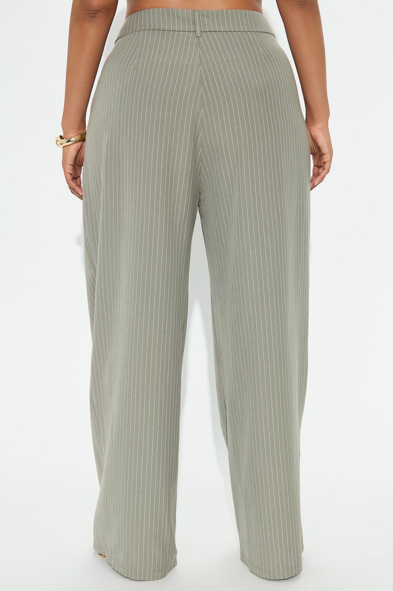 Office Meetings Crepe Wide Leg Pinstripe Trouser - Charcoal Product Image