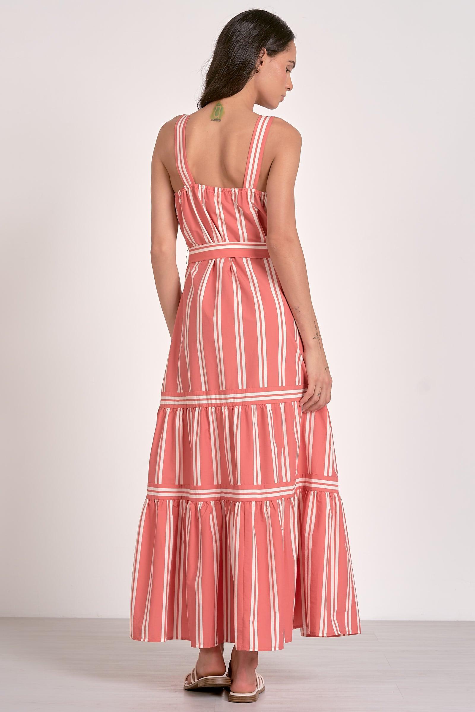 Coral Stripe Maxi Dress Product Image