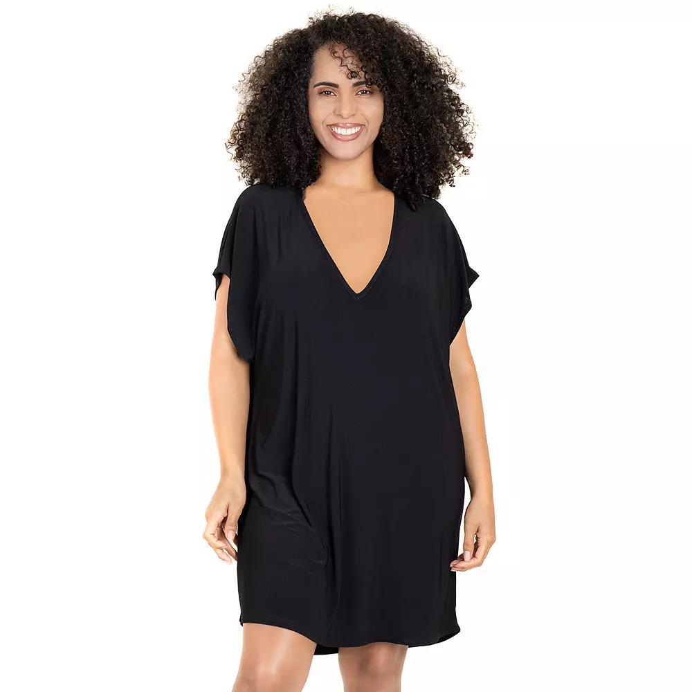 Plus Size Jordan Taylor Beachwear Back-Cutout Cover Up, Women's, Size: 3XL, Black Product Image