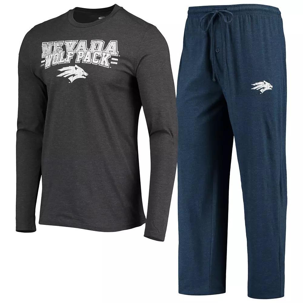 Men's Concepts Sport Navy/Heathered Charcoal Nevada Wolf Pack Meter Long Sleeve T-Shirt & Pants Sleep Set, Size: Large, Nev Blue Product Image