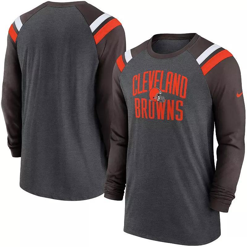 Mens Nike Heathered Charcoal/Red Atlanta Falcons Tri-Blend Raglan Athletic Long Sleeve Fashion T-Shirt Product Image