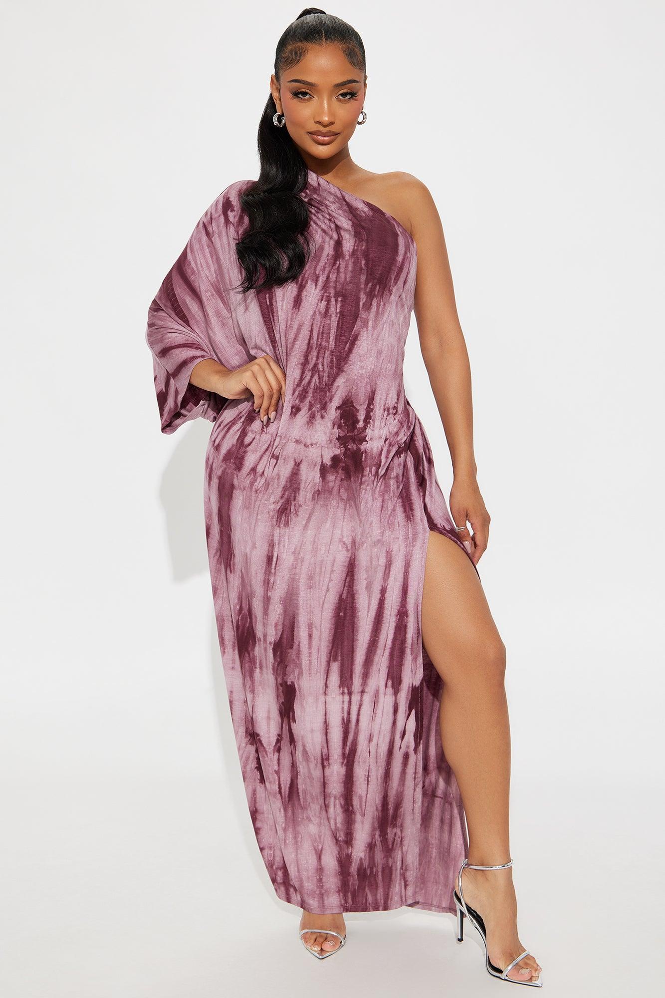 Tamira One Shoulder Maxi Dress - Burgundy Female Product Image