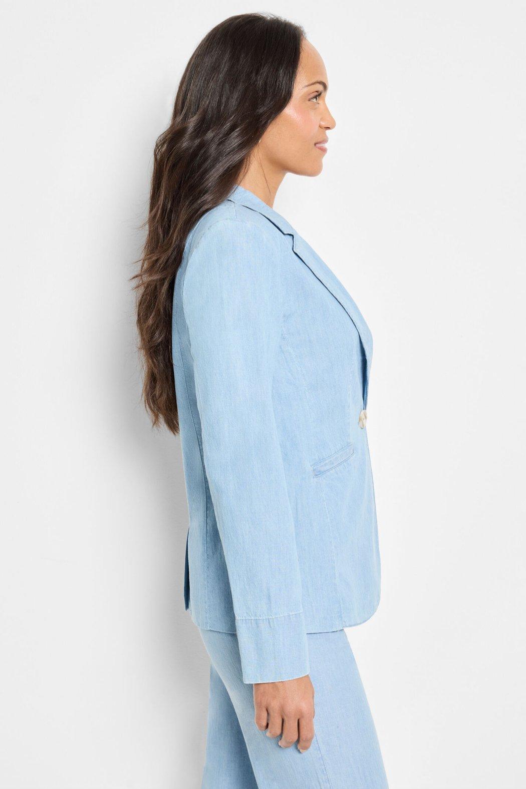 31" Denim Linen Wide Leg Pant- Mid Wash Product Image