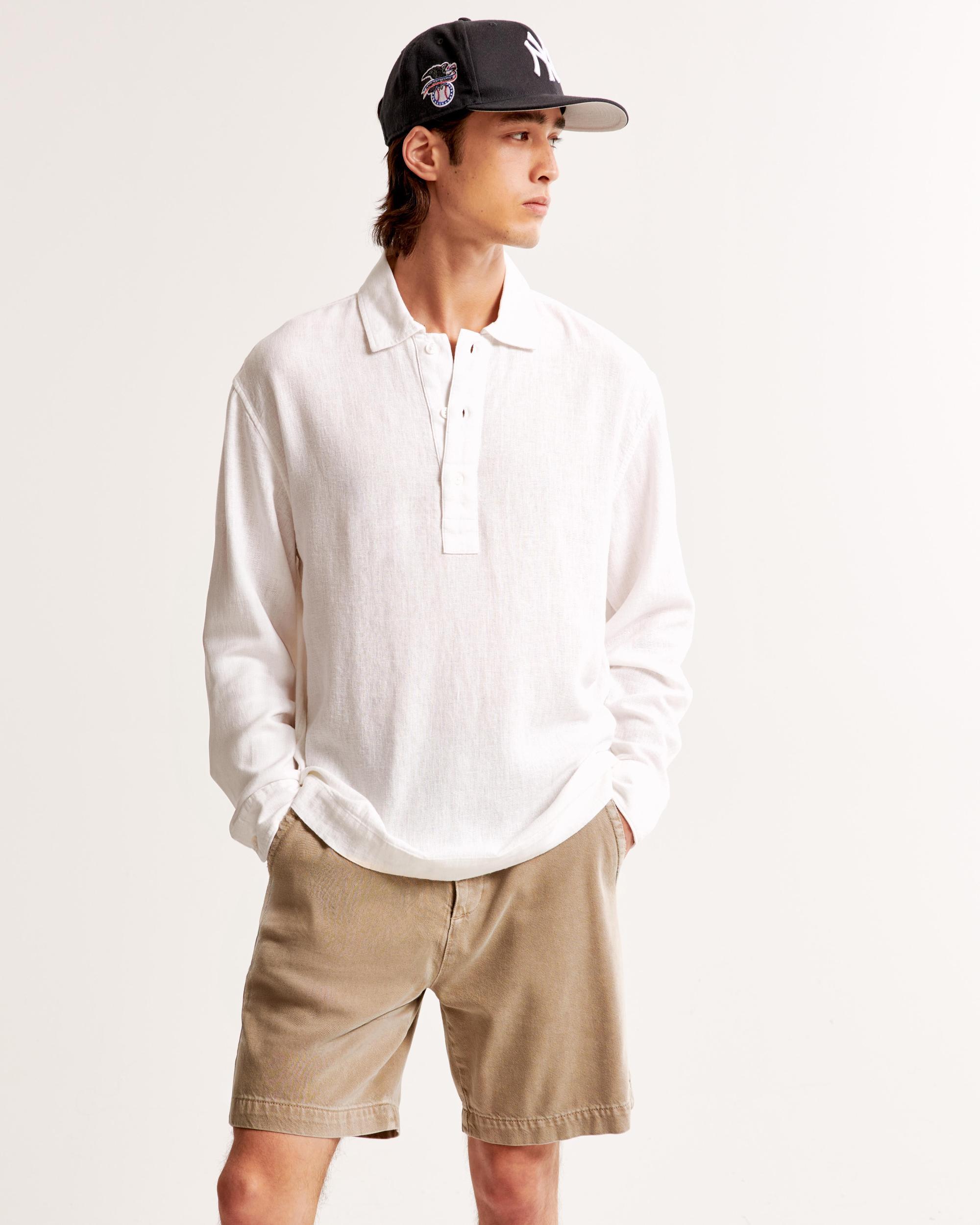 Long-Sleeve Summer Linen-Blend Popover Product Image
