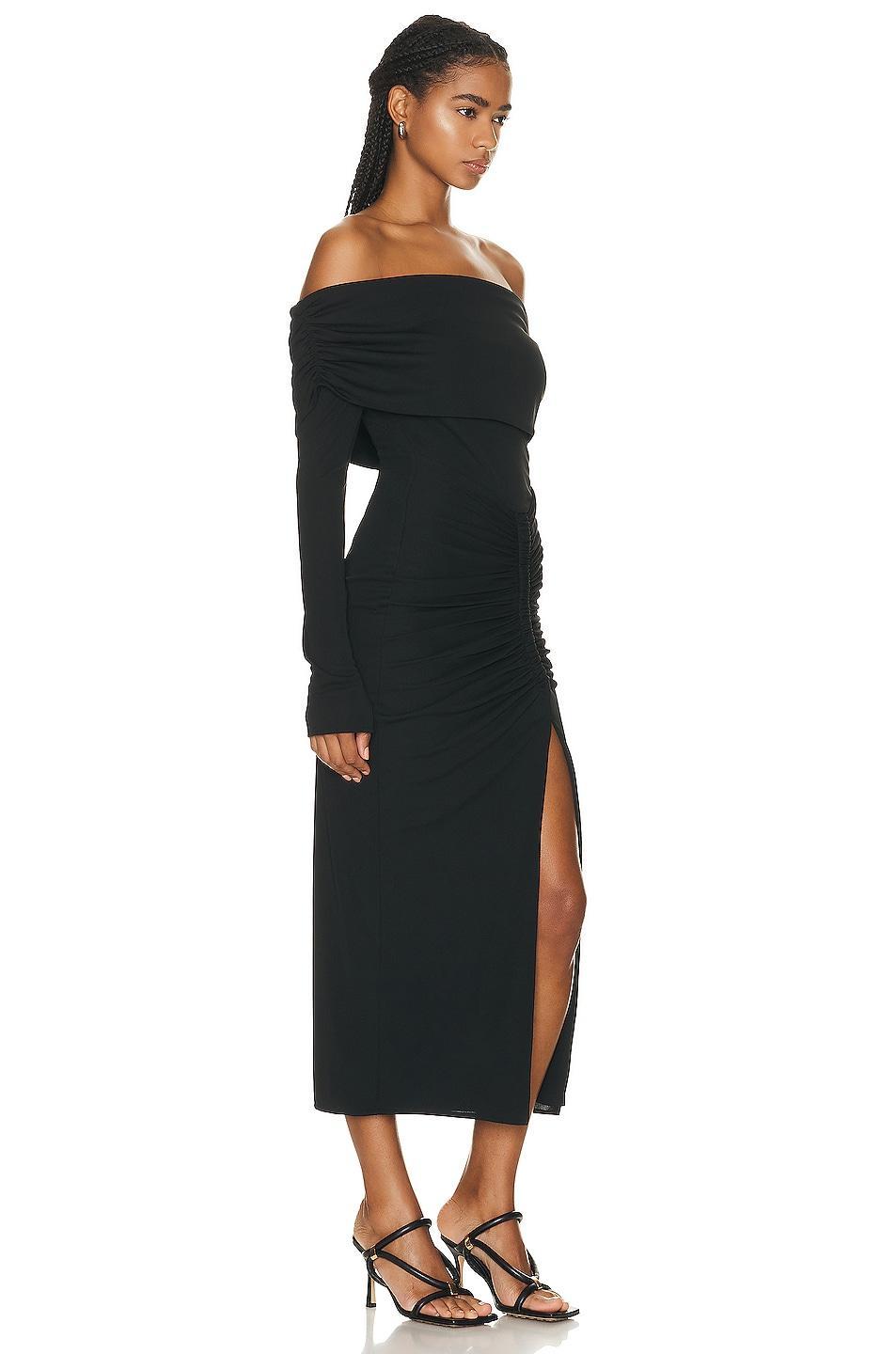 NICHOLAS Ascha Ruched Off Shoulder Midi Dress Product Image